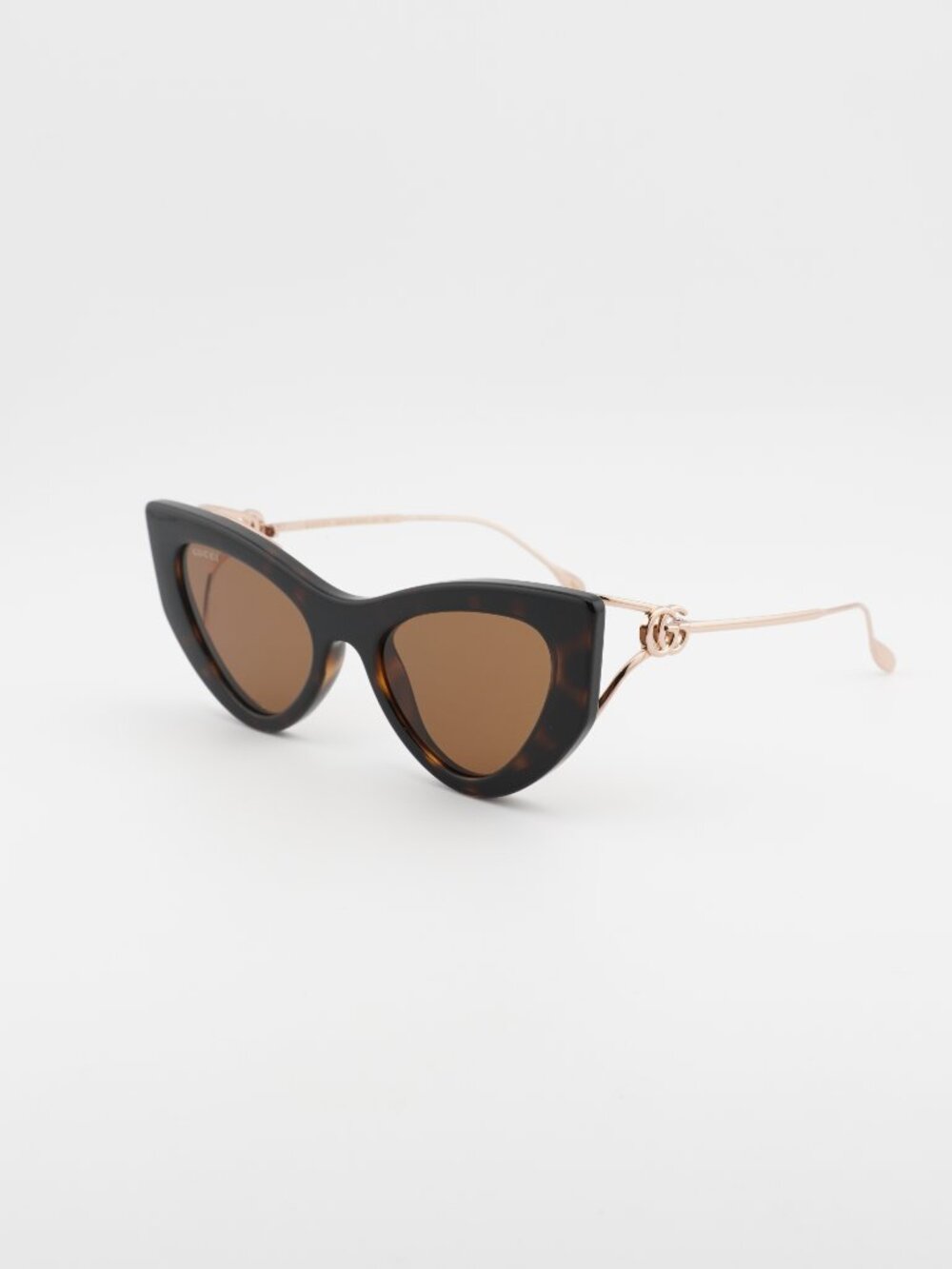 Gucci GG1565S 002 Sunglasses Havana / Gold Cat Eye Frame, Brown Lenses